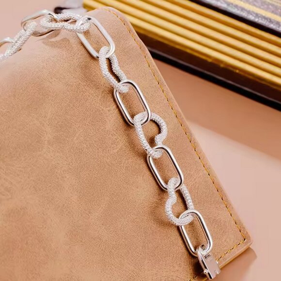 Certified Moissanite Bracelet Fully Ice Heart Link, 7" - Picture 4 of 9